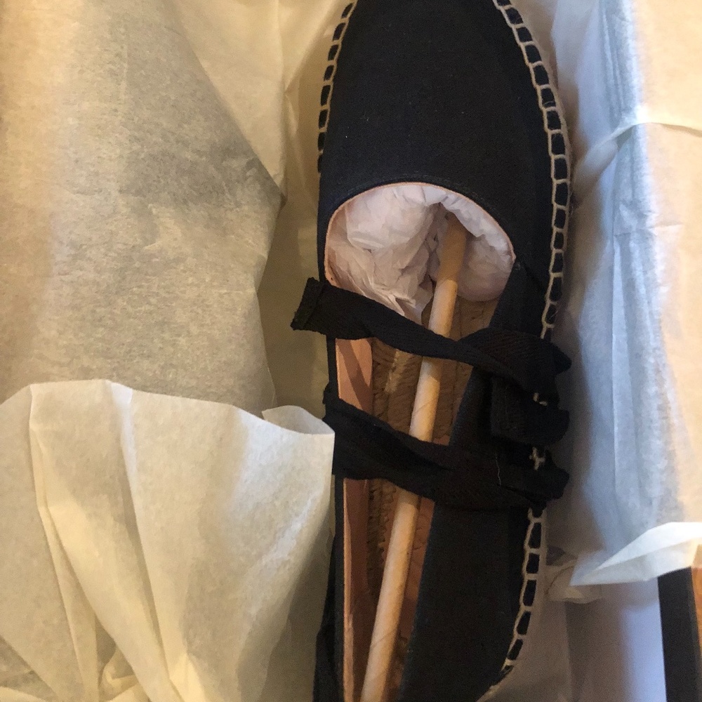 JCrew Black canvas ankle tie espadrille - size 6.5